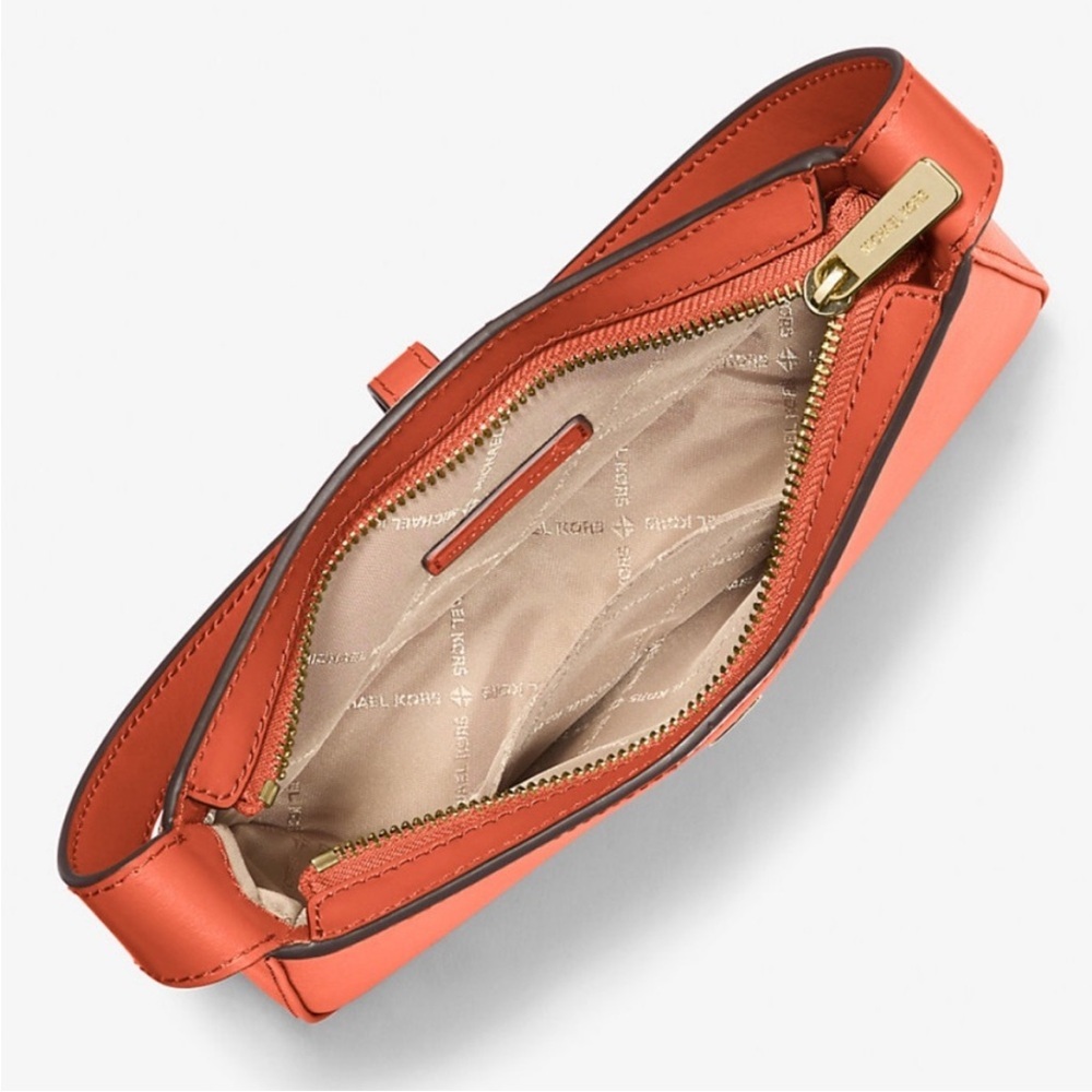 Michael Kors Lyra Small Leather Pochette Bag Red Clay - Picture 9 of 10